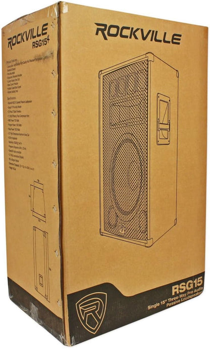 Rockville RSG15.4 15" 3-rigting 1500 Watt 4-Ohm Passiewe DJ/Pro Oudio PA Luidspreker, Swart