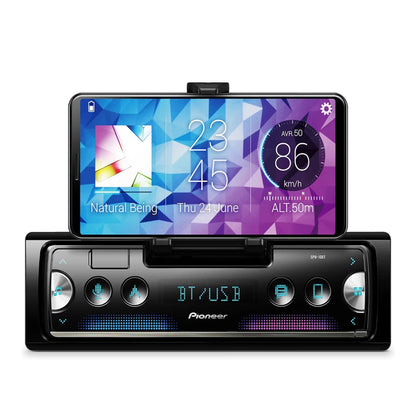 Pioneer SPH-10BT 1-Din Smart Sync Car Stereo with Bluetooth
Smart Sync Receiver, Phone Mount, Color Change, USB, 50W x 4 Output, 13-Band EQ, AM/FM, Front/Rear/SW Selectable RCA Preout
