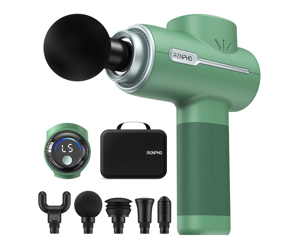 Massage Gun Deep Tissue Portable Percussion Massager for Back and Neck, Handheld Device with Carry Case - (Active Green)
