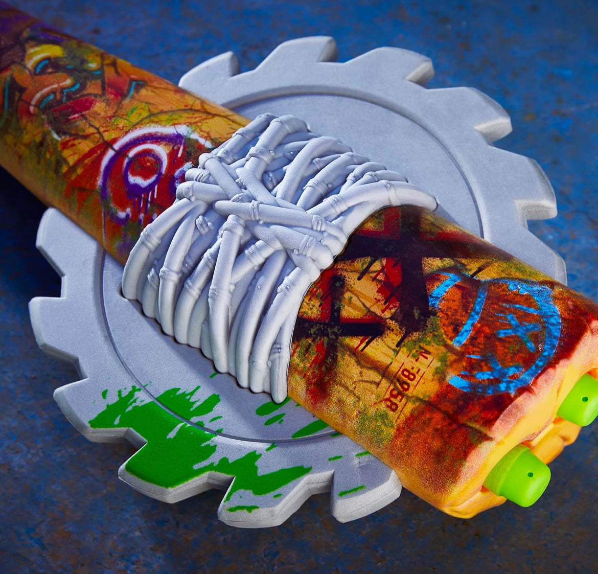 Nerf Zombie Strikeout Dart Blaster, 8 Nerf Elite Darts, Foam Blade, Pull Back Priming, Outdoor Games, Ages 8+