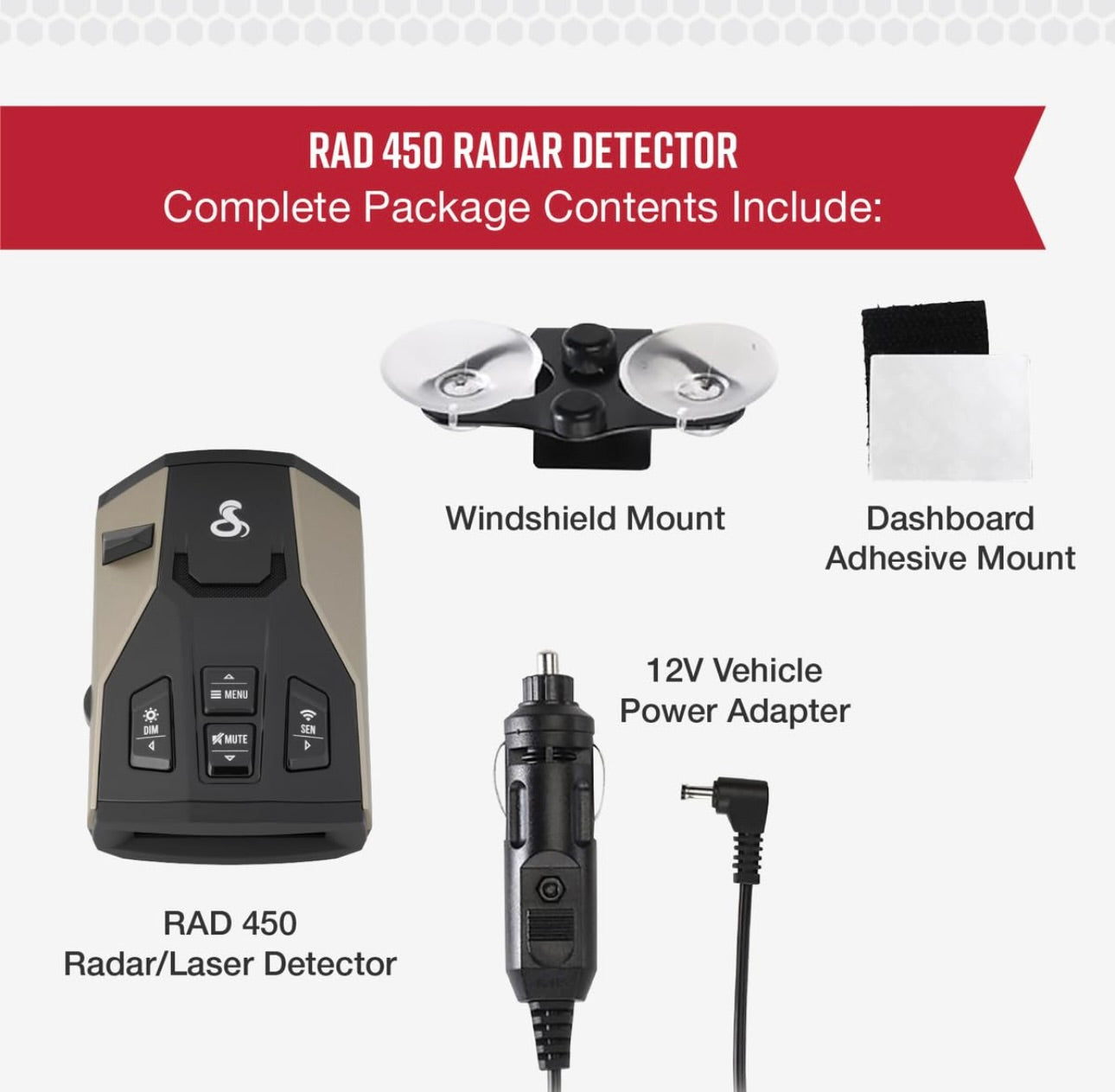 Cobra RAD 450 Laserradarverklikker: Lang reikafstand, Valsalarmfilter, Stemwaarskuwing & OLED-skerm, Swart, RAD450