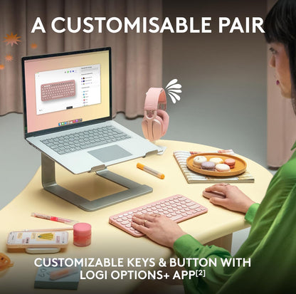 Logitech Pebble 2 Combo, Draadlose Sleutelbord en Muis, Stil en Draagbaar, Aanpasbaar, Logi Bolt, Bluetooth, Maklike Skakel vir Windows, macOS, iPadOS, Chrome - Swart