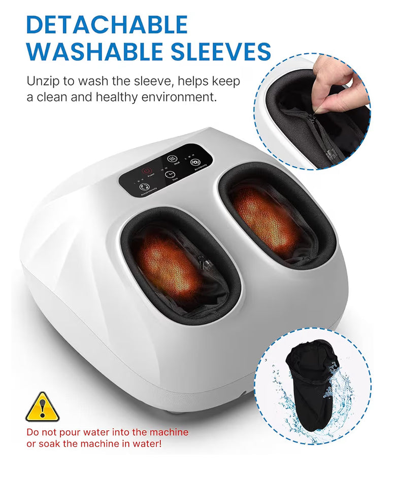 Foot Massager Machine with Heat Shiatsu Foot Massager for Plantar Fasciitis Cordless Control, Up to Size 14 (White)