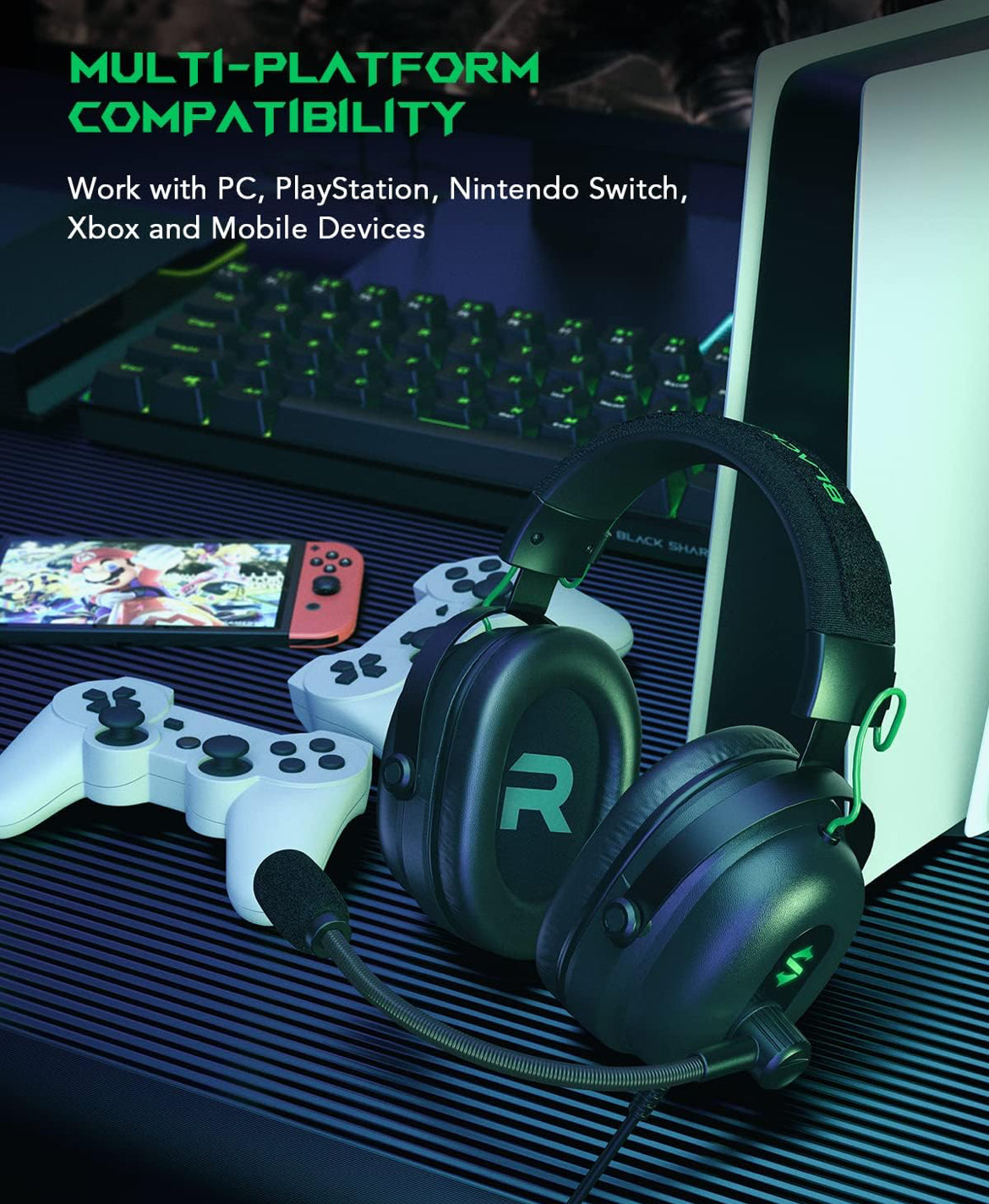 Black Shark Gaming Headset with Noise Canceling Over-Ear Headphones - NEW