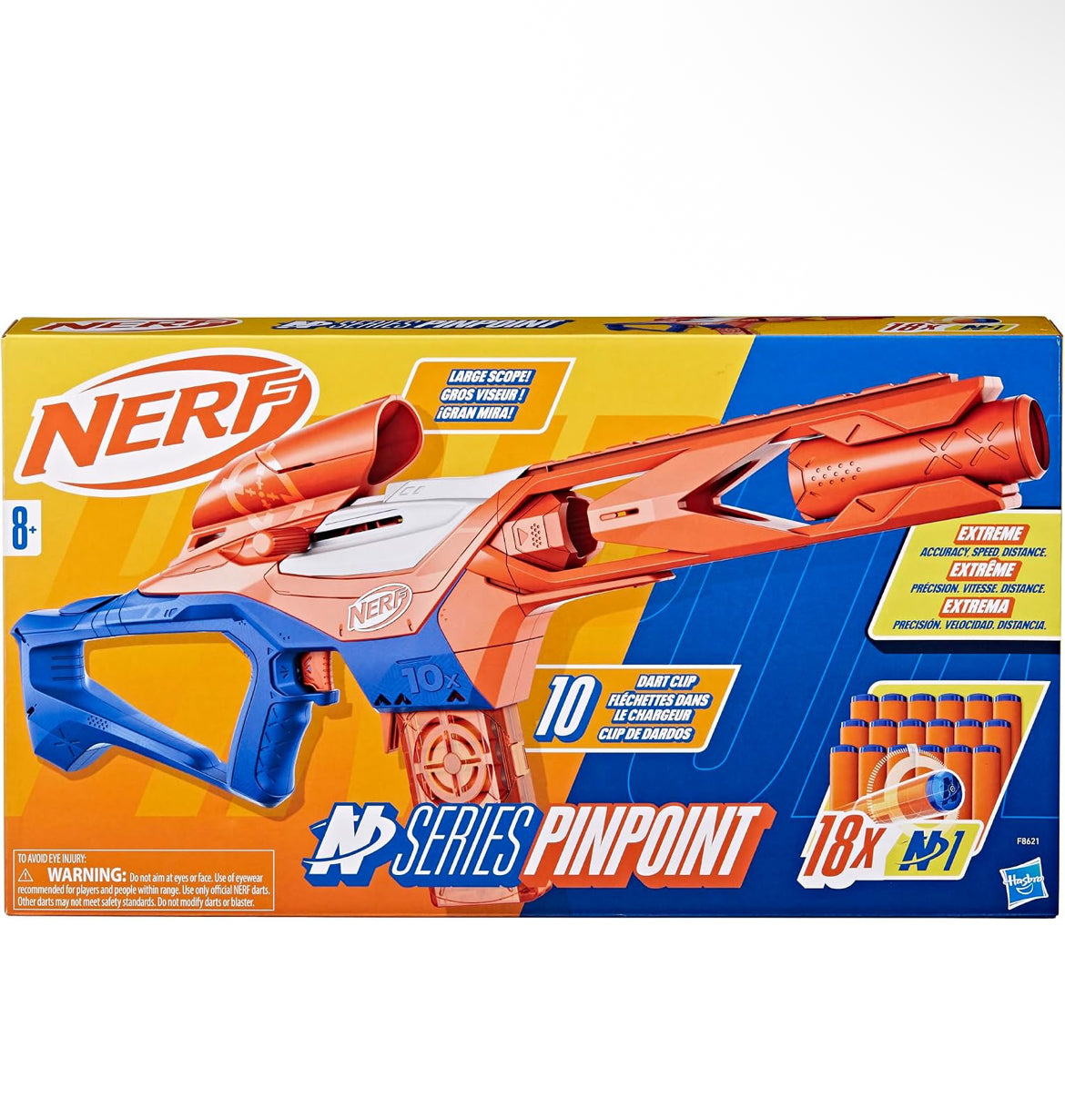 Nerf N Series Pinpoint Dart Blaster, 18 N1 Darts Compatible Only N Series Blasters, 10-Dart Clip, Blaster Gifts for Kids