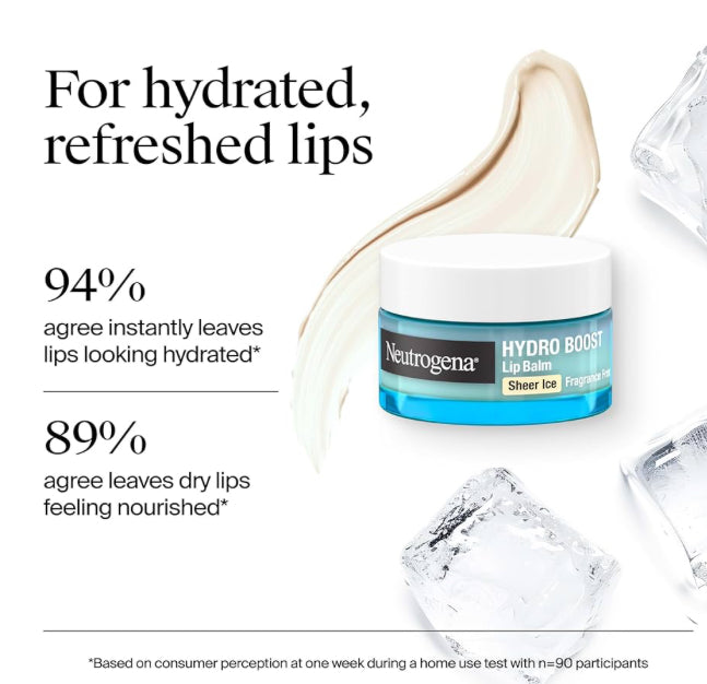 Neutrogena Hydro Boost Hialuronsuur Ongeparfumeerde Lipbalsem Deursigtige Ys Nude Sugar Geur Geurvry (Pak van 2)