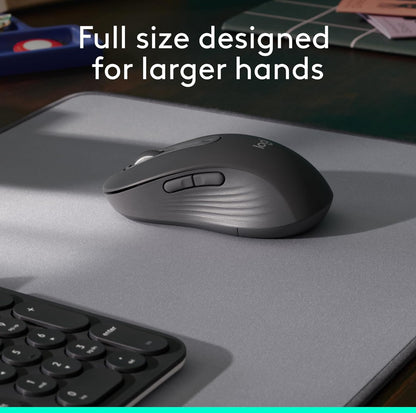 Logitech Draadlose Muis Signature M650 L Volgrootte - Groot Hande, Stil Klieke, Aanpasbare Knoppies, Bluetooth, PC/Mac/Chromebook - Klassieke Blou, Regshandig, Groot