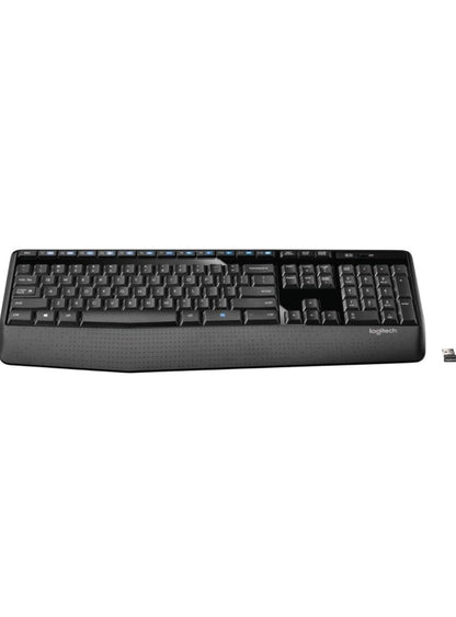 Logitech K345 Draadlose Sleutelbord - Volgrootte Sleutelbord met Polsrus, 2.4 GHz Draadlose USB-ontvanger - vir rekenaar, skootrekenaar