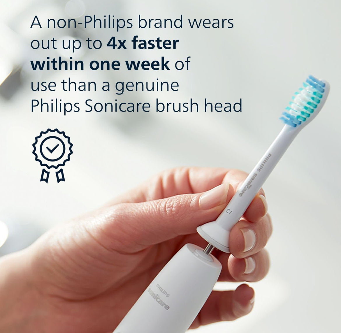Philips Sonicare Oorspronklike Simply Clean Vervangende Tandeborselkoppe, 2 Borselkoppe, Wit, HX6012/04