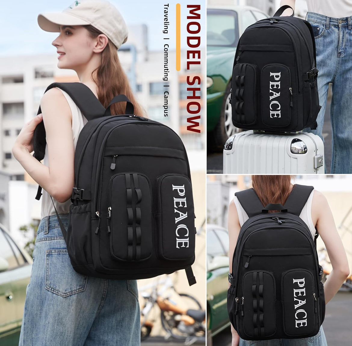 College Bookbag Laptop Backpacks 15.6 Inch Kids Elementary School Bag for Teens Girls Boys Water Resistant Sport Travel Back Pack Women Men Work Business Computer Rucksack Black