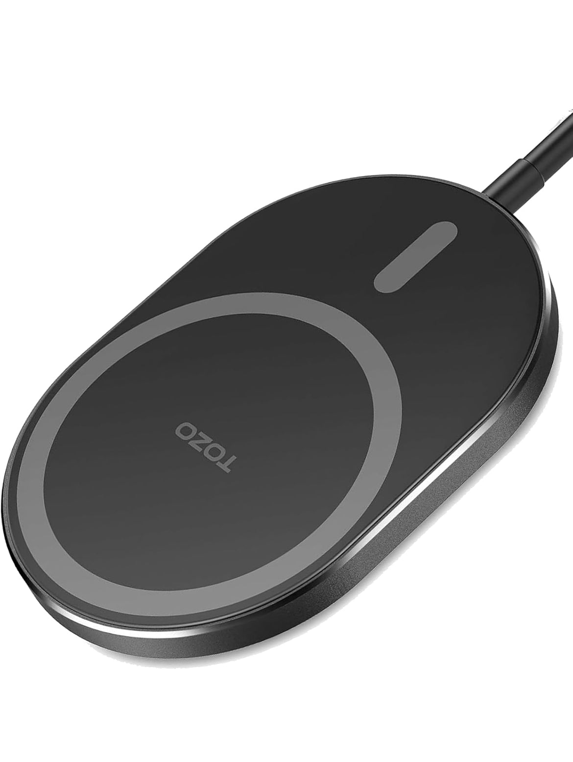 Ultra-Thin Portable Wireless Charger 15W Max Fast Wireless Charging Pad Compatible w/ iPhone / Samsung Galaxy - Dark Gray