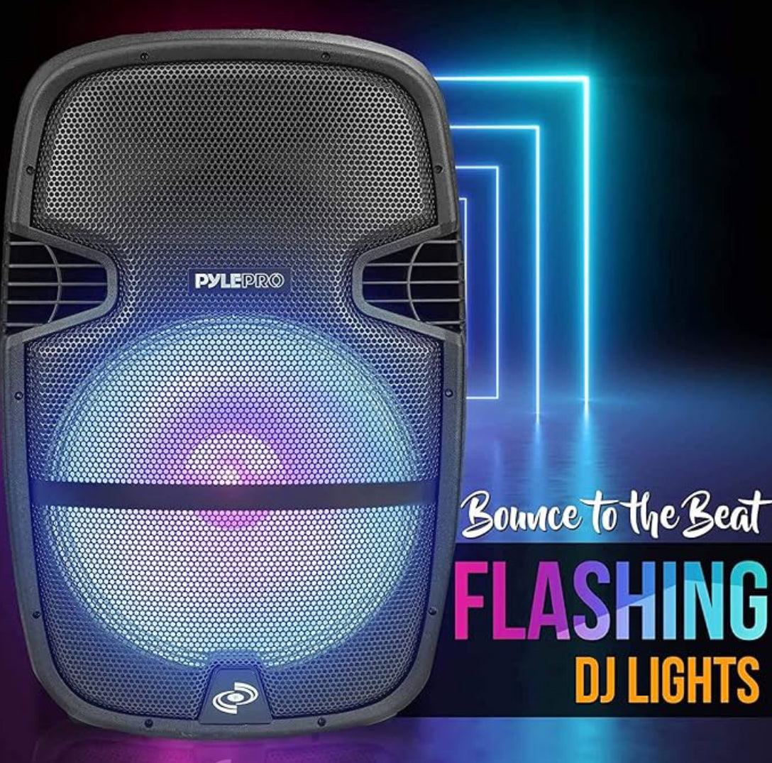 Portable Bluetooth PA Speaker System - 1000W w/Microphone in, Party Lights, USB SD Card Reader, FM Radio, Wheels - Remote Control