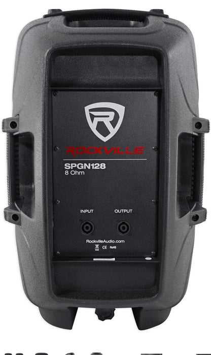 (2) Rockville SPGN128 12" 2400W DJ PA Luidsprekers 8-Ohm+Luidspreker Drasakke BUNDEL