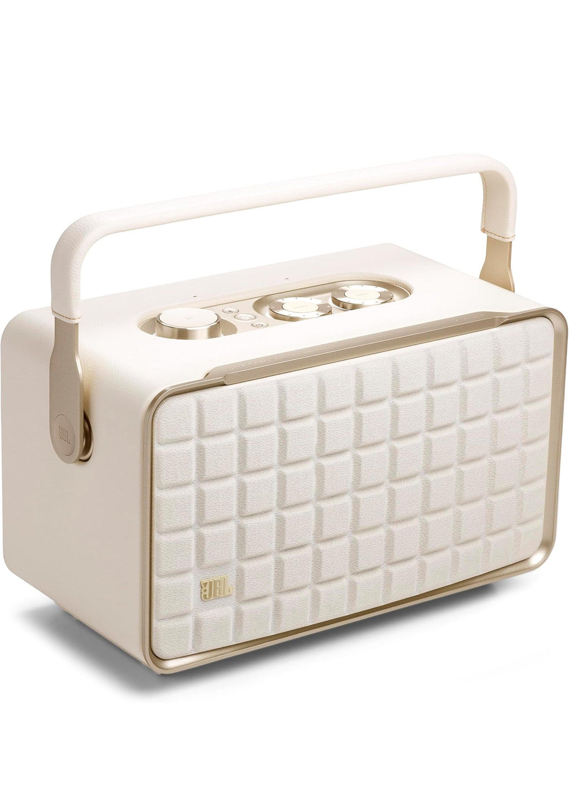 JBL Authentics 300 - Retro Style Wireless Bluetooth/WiFi Home Speaker, Built in Battery (4800mAh) - (White/Gold)