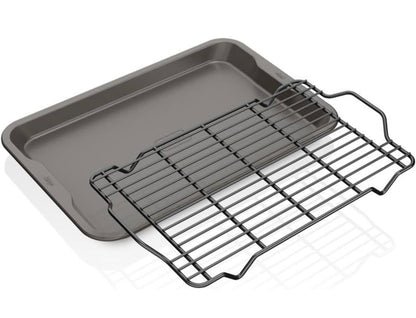 Ninja B32102 Foodi NeverStick Premium 2-stuk Bakplaatstel, Kleefvry, Oondveilig tot 260⁰C Koel-/Roosterrak - Skottelgoedwasser-veilig (Grys)