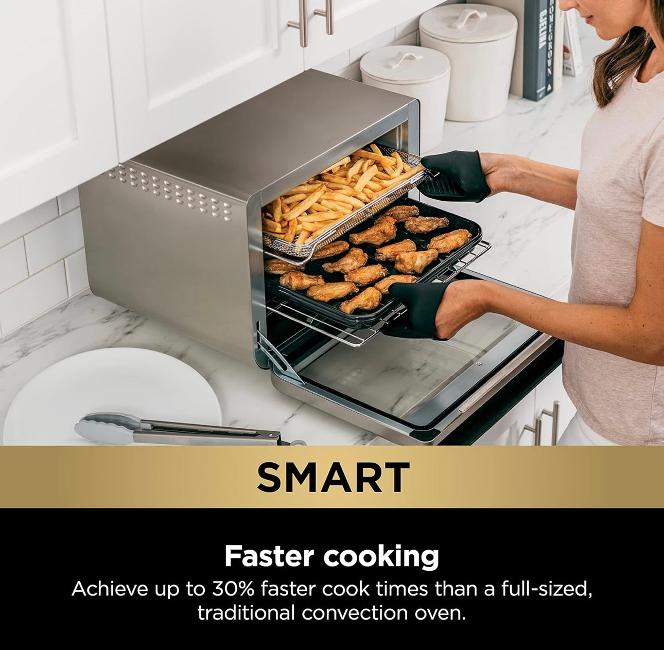 Ninja DT251 Foodi 10-in-1 Smart XL Air Fry Oven, Bake, Broil, Toast, Roast, Digital Toaster True Surround Convection up to 450°F-Silver