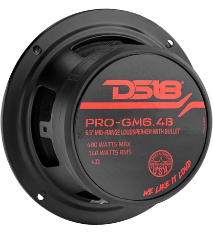 DS18 PRO-GM6.4B Middelafstand 6.5 Duim 480W Maks, 4 Ohms Premium Kwaliteit Luidspreker (1 ST)