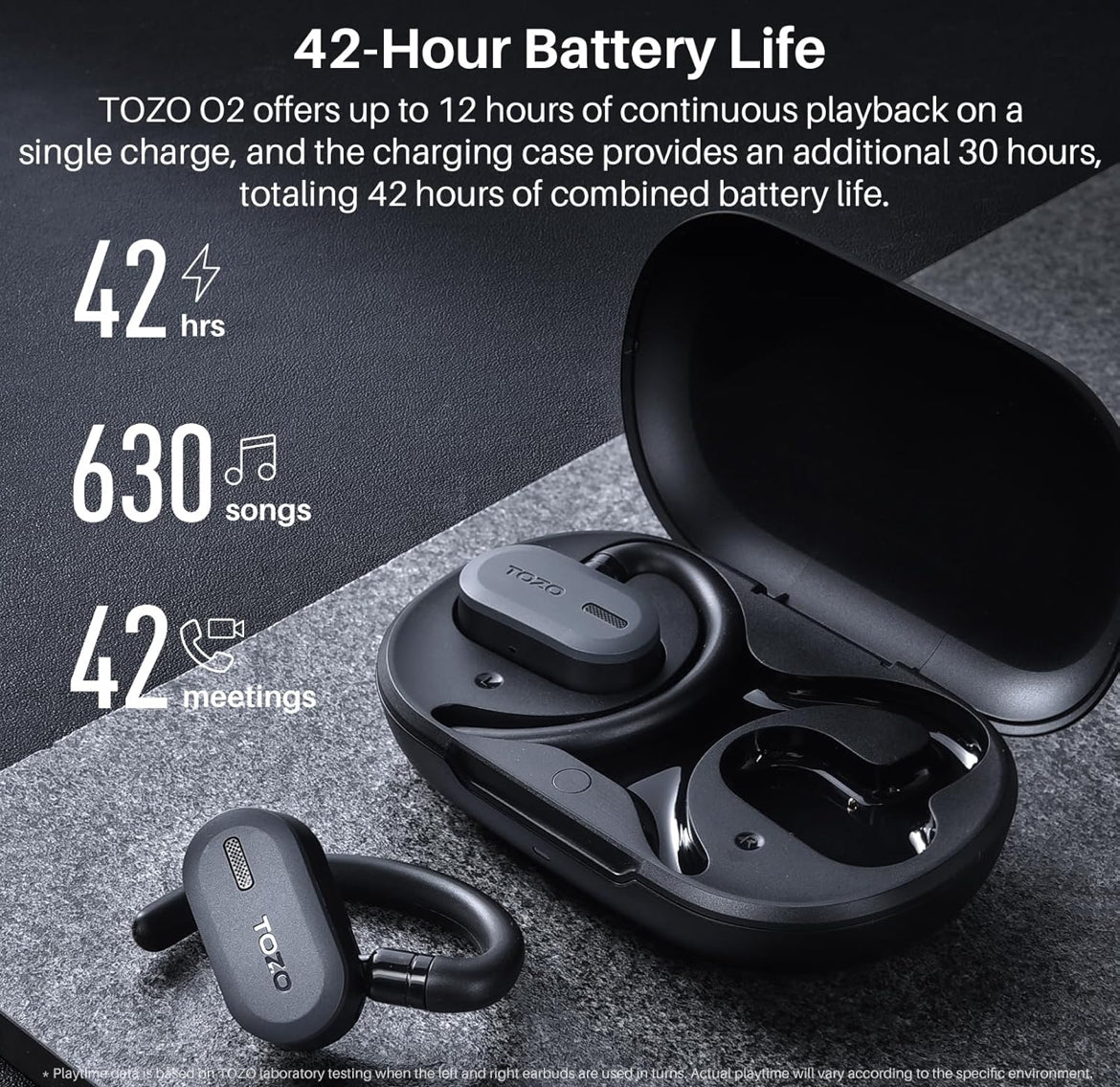 True Open Ear Wireless Lightweight w/ Multi-Angle, Dual-Axis Design for Long-Lasting Comfort - Black