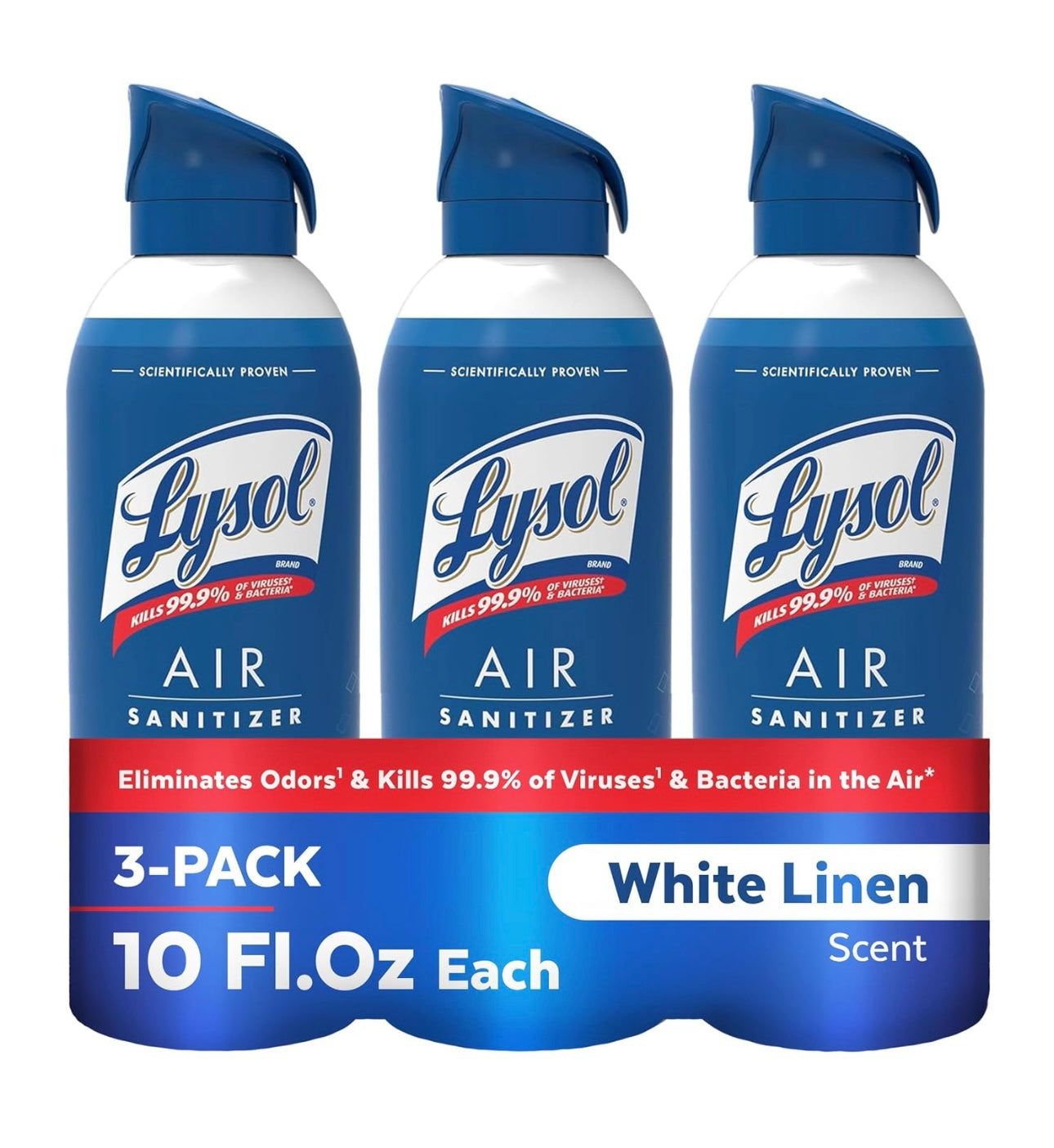 Lysol Lugsaniteerderbespuiting + Reukverwyderaar vir Huis & Kantoor, Saniterende Lugbespuiting, White Linen Geur, 10 oz (Pak van 3)