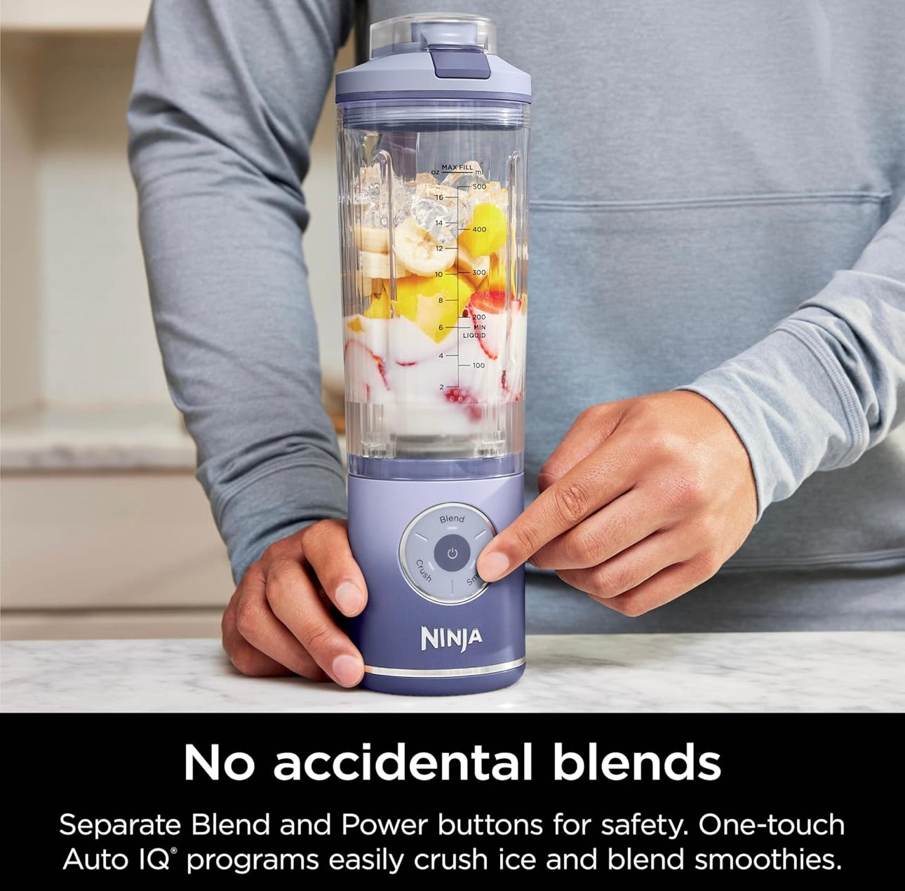 Ninja Blast Max, Portable Blender + Twist & Go, Personal Smoothie, Blend, Ice Crush, 3 Programs, Cordless, 22 oz - LAVENDER