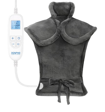 Back Heating Pad for Back Pain Relief - Neck and Shoulder Heat Pad, Auto Shut Off - (Gray)