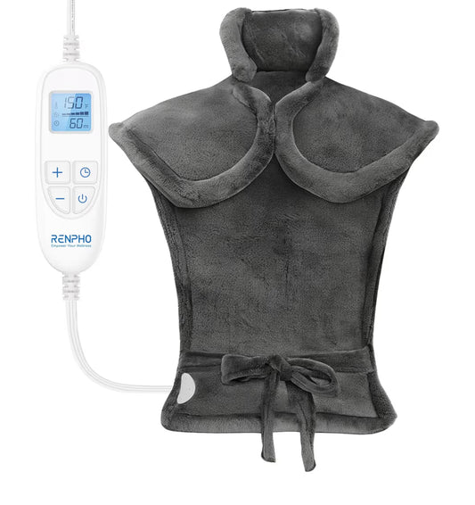 Back Heating Pad for Back Pain Relief - Neck and Shoulder Heat Pad, Auto Shut Off - (Gray)