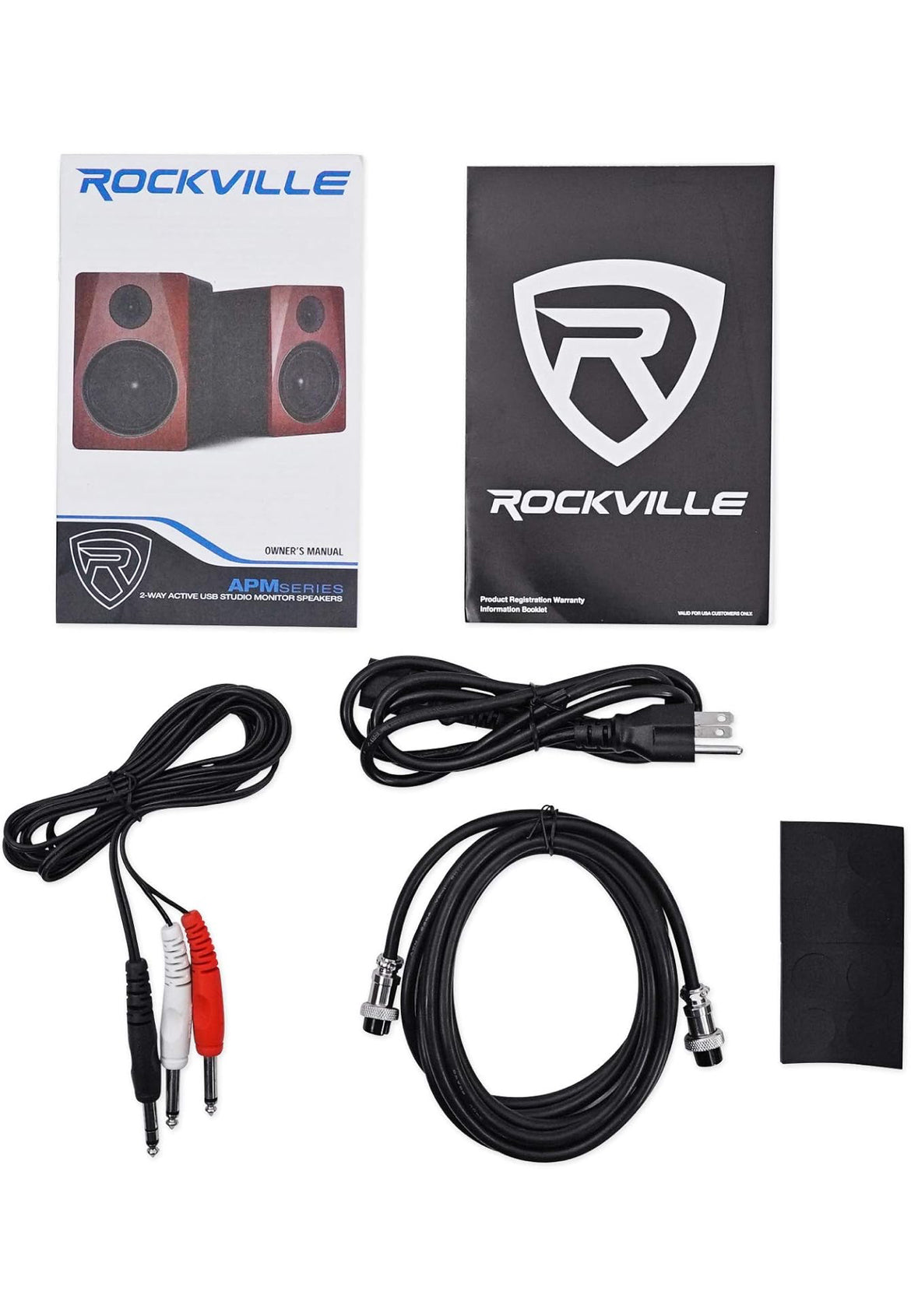 Rockville 2 APM6W 6.5" 2-Way 350 Watt Powered USB Studio Monitors+Stands+Pads