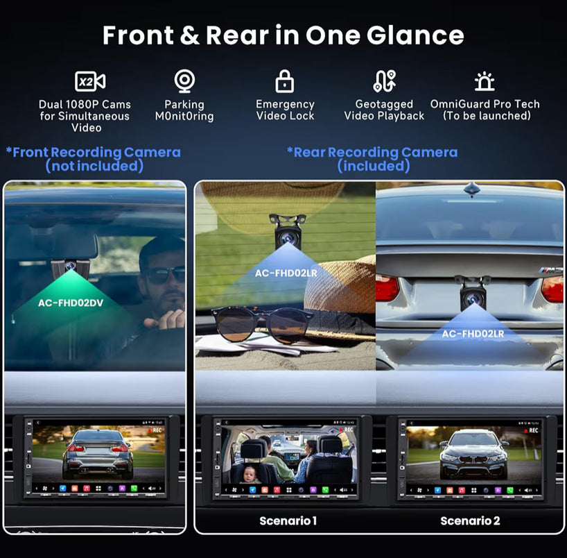 7" Dubbel-din Android-motorstereo in-dash navigasie, 4G LTE, draadlose CarPlay en Android Auto, 7.1.2-kanaal klank, dubbele Bluetooth, HDMI-invoer