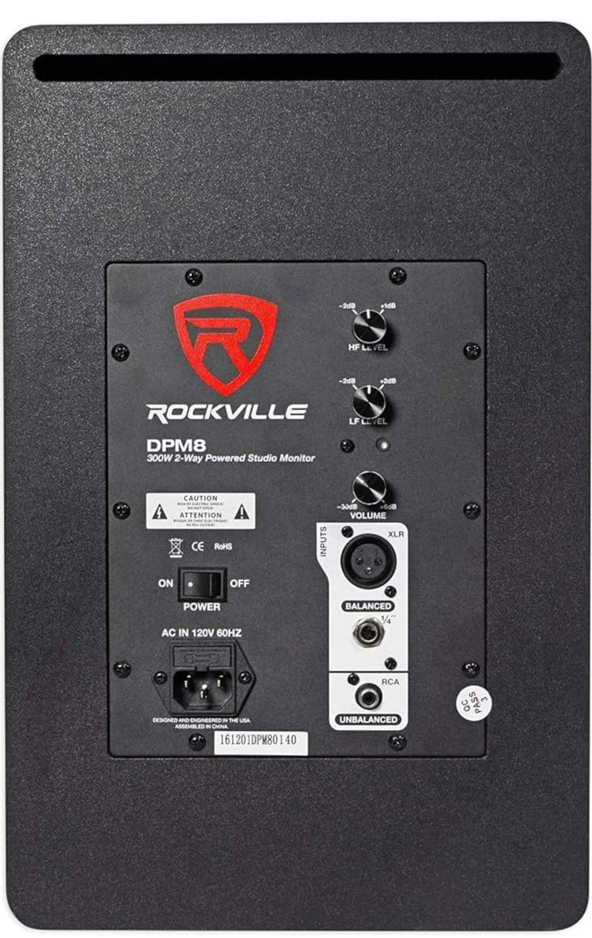 Rockville DPM8B 8" 2-Way 300W Black Active/Powered Studio Monitor Speaker