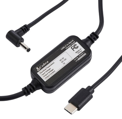 Cobra USB-C na Vatkoppelaar Radarverklikker Kragkabel Radarverklikkers, Versoenbaar RAD350 380 450 480i 700i en Geskik vir Radarverklikker Windskermmontering