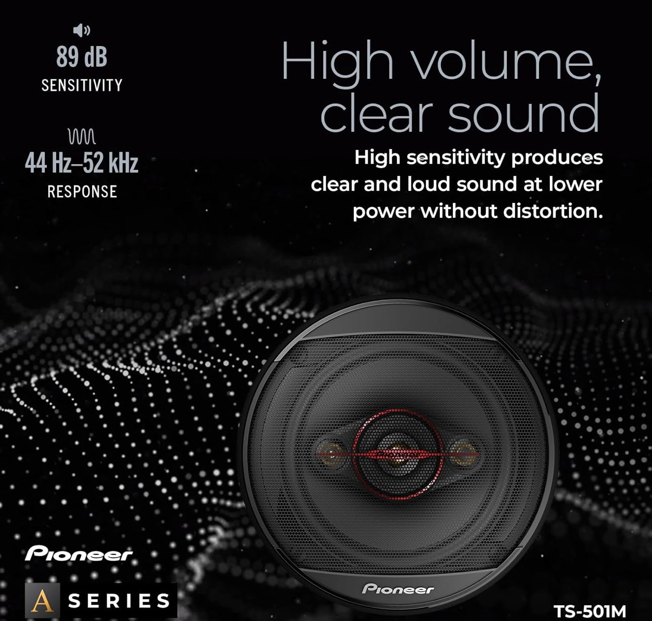 Pioneer TS-501M 4-Way Coaxial Car Audio Speakers (Pair) - 5-1/4" Round, 300 W Max Power, Black and Red