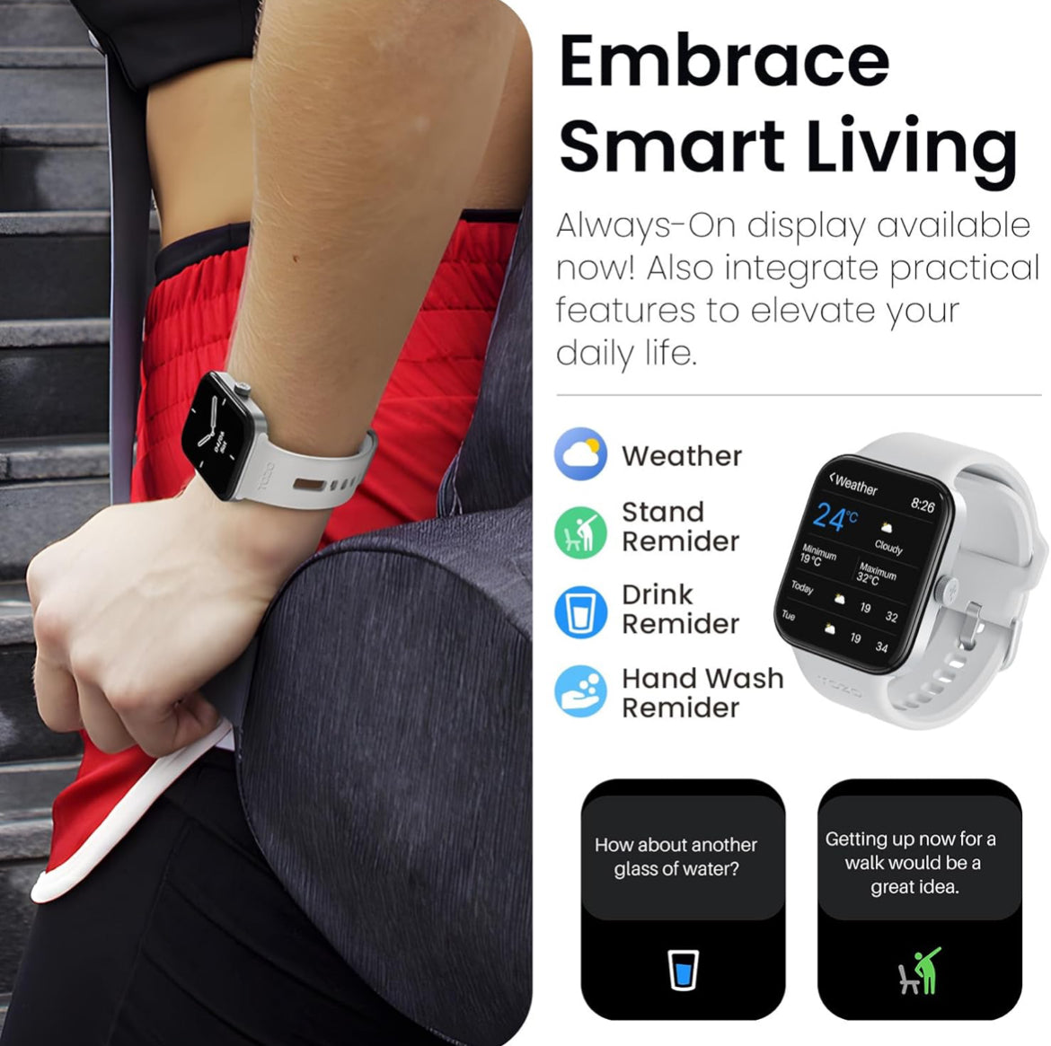 S4 One Smart Watch 1.78" Ultra-Clear Screen Call/Answer Fitness Tracker, Sleep Monitor IP68 Waterproof for iOS 11.0+ Android 9.0+ (Silver)