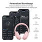 HT3 Hybrid Noise Cancelling Headphones, 90H Battery Life Over Ear Bluetooth 6.0 Foldable Headset, AI Voice Assistant - Pink