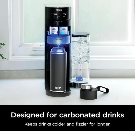 Ninja DW2401BK Thirsti 24oz Reiswaterbottel, Lekvry, 24 Uur Koud, Skottelgoedwasser Veilig, Dubbelwandige Vlekvrye Staal Geïsoleerde Tuimelaar - Oniks Swart