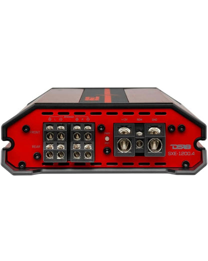 DS18 SXE-1200.4/RD Motorversterker Stereo Volreeks Klas A/B 4-Kanaal @4 OHM 1200 Watt - Kragtige en Kompakte Versterker - NUUT