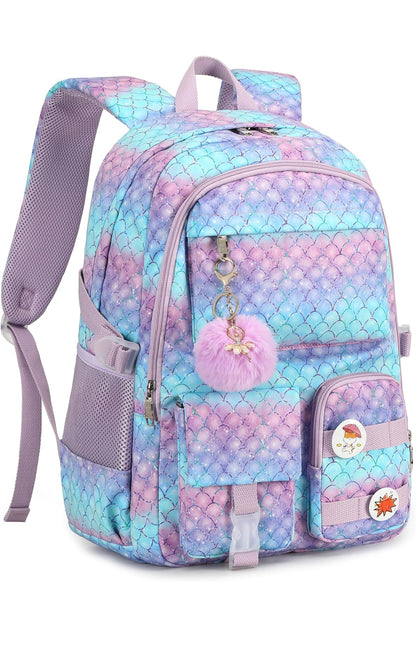 Girls Backpack,15.6 Inch Laptop School Bag Large Primary Elementary Middle College Bookbags Kids Backpacks for Teens Girl Women Students Anti Theft Travel Daypack (Purple)