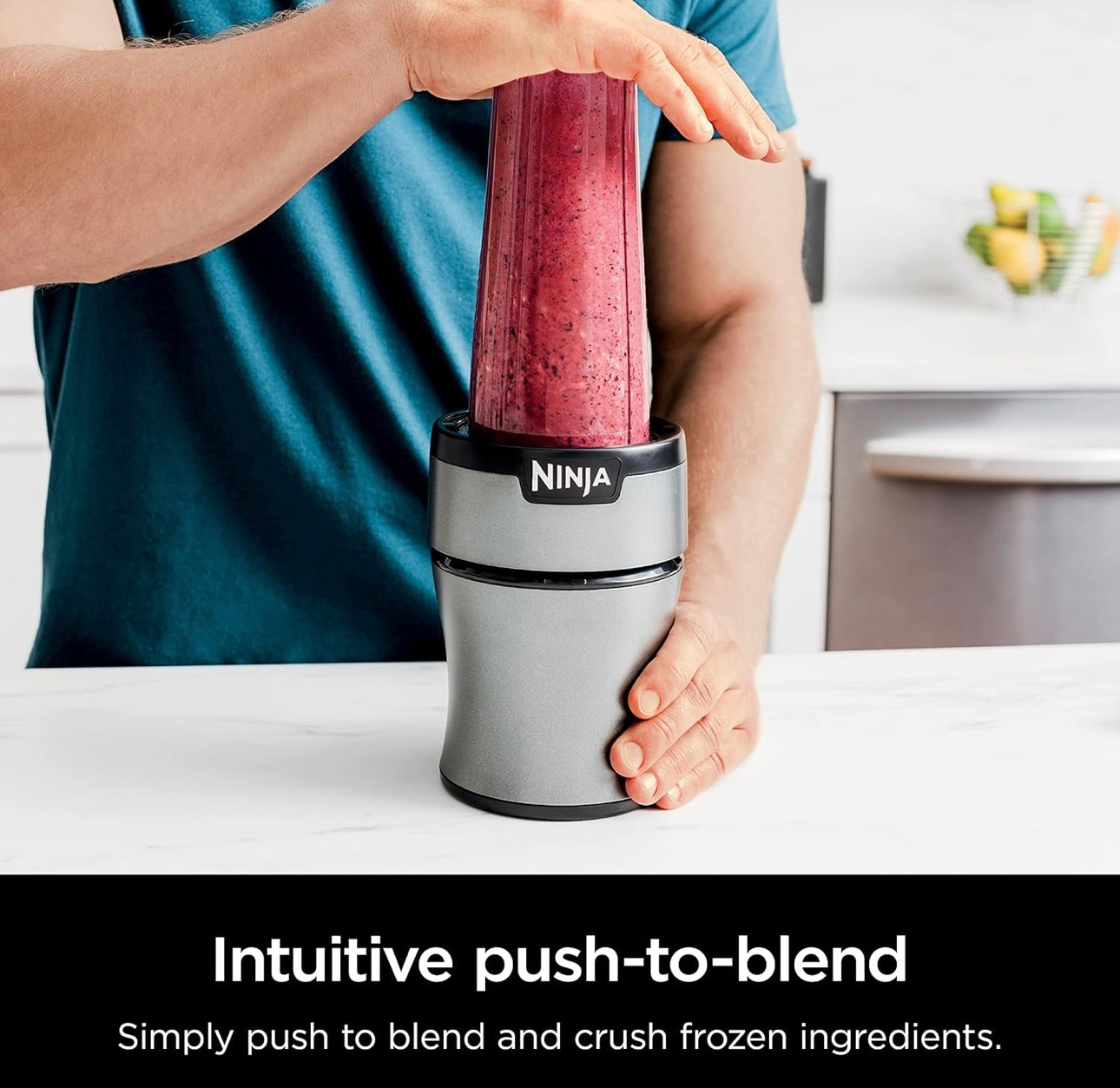 Ninja BN301 Nutri-Blender Plus Compact Personal Blender, 900-Peak-Watt Motor (3) 20 oz. To-Go Cups, (2) Spout-Lids (1) Storage-Lid, Dishwasher Safe - Silver