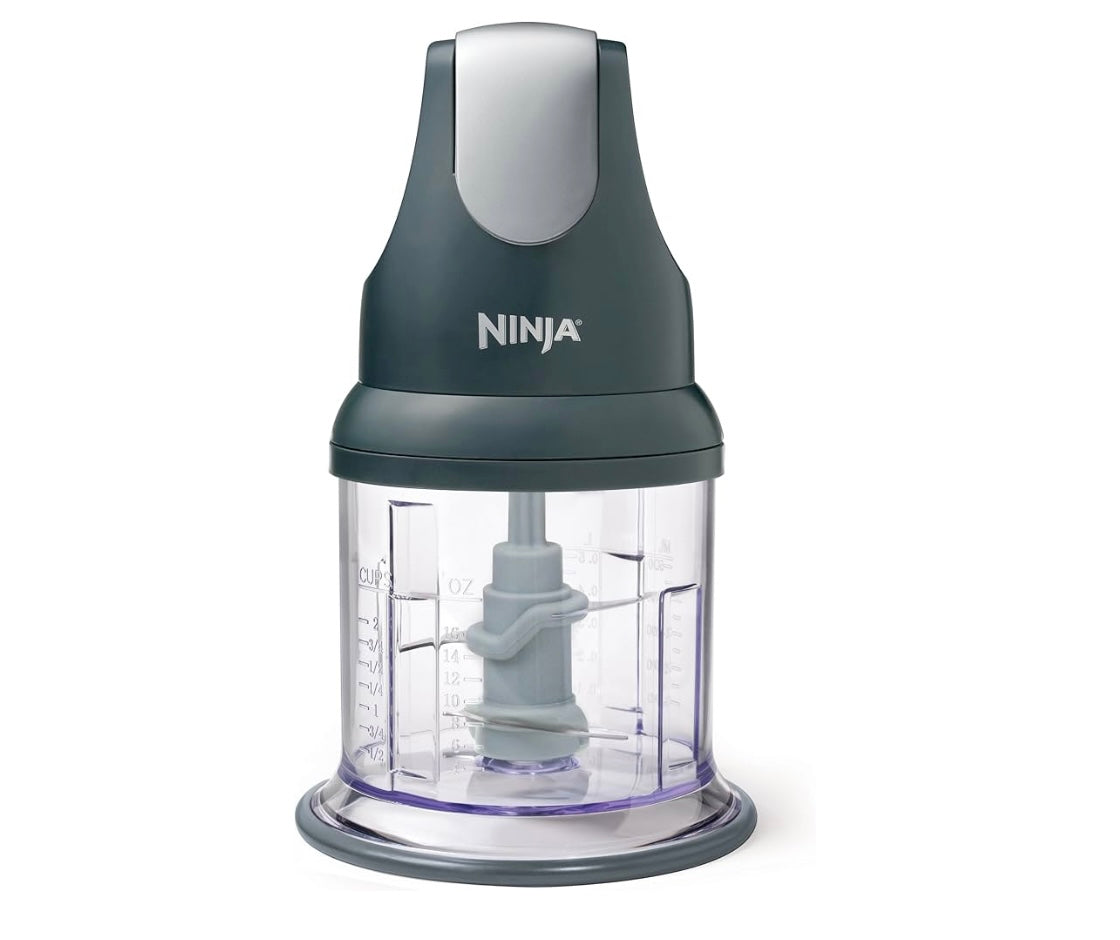 Ninja NJ100GR Express Chop Manual Food Processor for Chopping Mincing Pureeing Vegetables and other Ingredients 16-Ounces - Gray