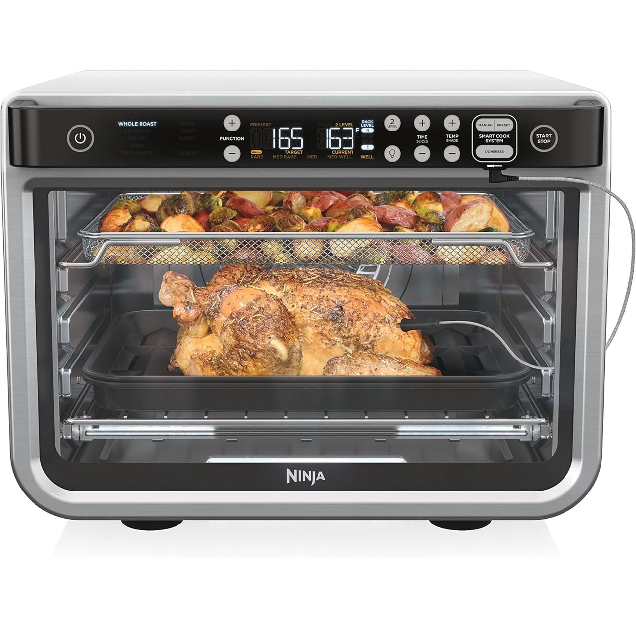 Ninja DT251 Foodi 10-in-1 Smart XL Air Fry Oven, Bake, Broil, Toast, Roast, Digital Toaster True Surround Convection up to 450°F-Silver