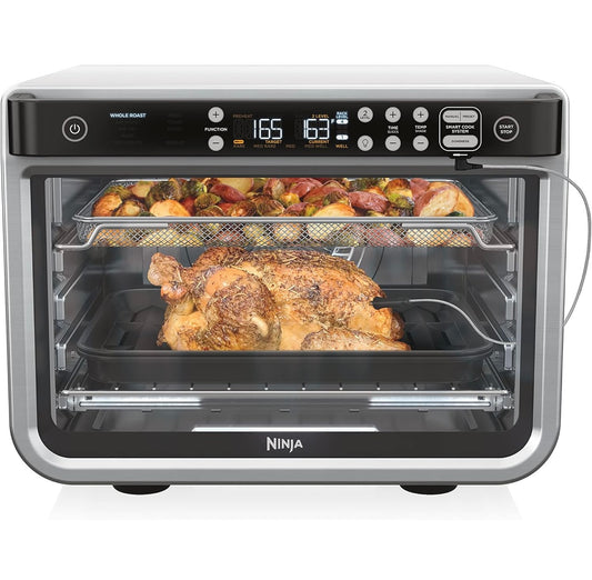 Ninja DT251 Foodi 10-in-1 Smart XL Air Fry Oven, Bak, Braai, Roosterbrood, Braai, Digitale Broodrooster Ware Omliggende Konveksie tot 232°C-Silwer