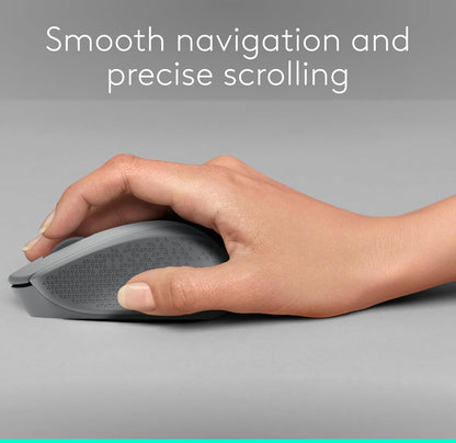 Logitech M330 SILENT Draadlose Muis, 2.4GHz met USB-ontvanger, Optiese Opsporing, Stil en Liggewig, Lang Batterylewe, vir rekenaar, Mac, skootrekenaar, Chromebook - Grys