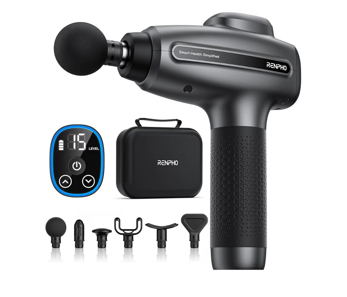 Massage Gun Deep Tissue, Percussion Muscle Massage Gun Electric Handheld Massager Gun - Gray