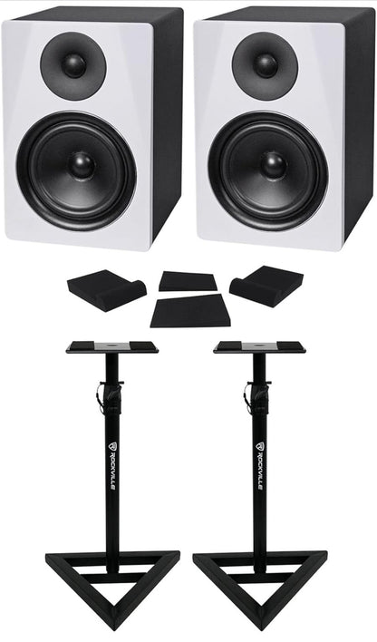 Rockville 2 DPM6W Dubbel-aangedrewe 6.5" 420 Watt Aktiewe Studio Monitors+Stande+Kussings