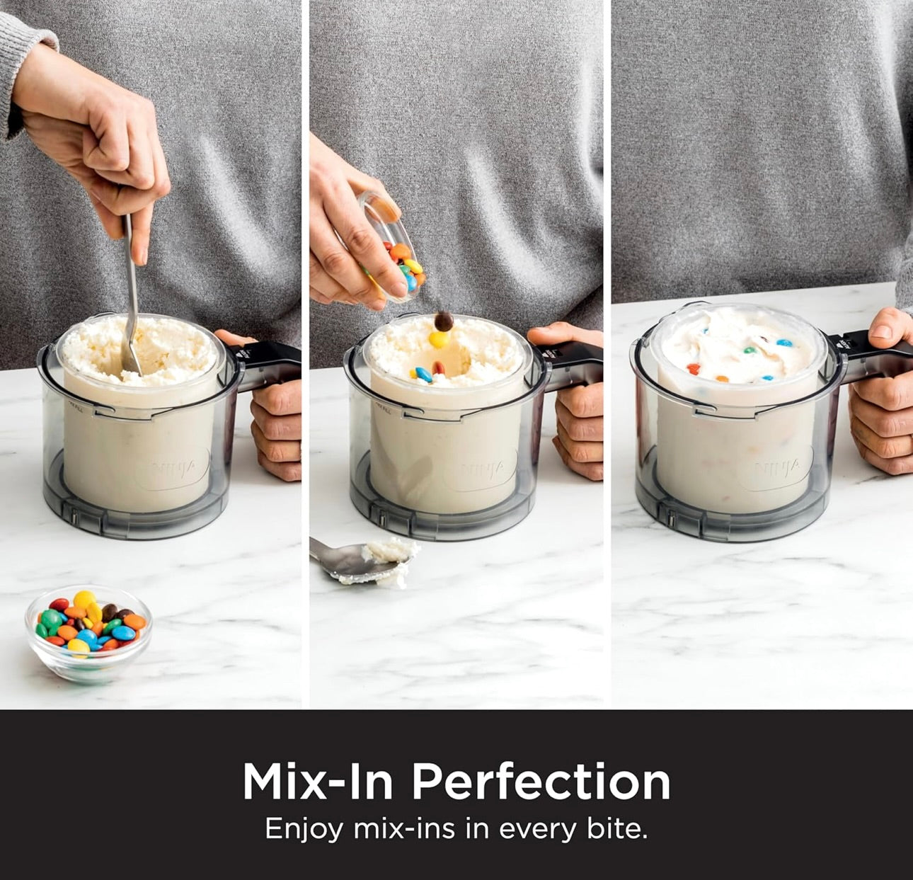 Ninja NC301 CREAMi Ice Cream Maker, for Gelato, Mix-ins, Milkshakes, Sorbet, Smoothie Bowls & More, 7 One-Touch Programs, with (2) Pint Containers & Lids, Compact Size, Perfect for Kids, Silver