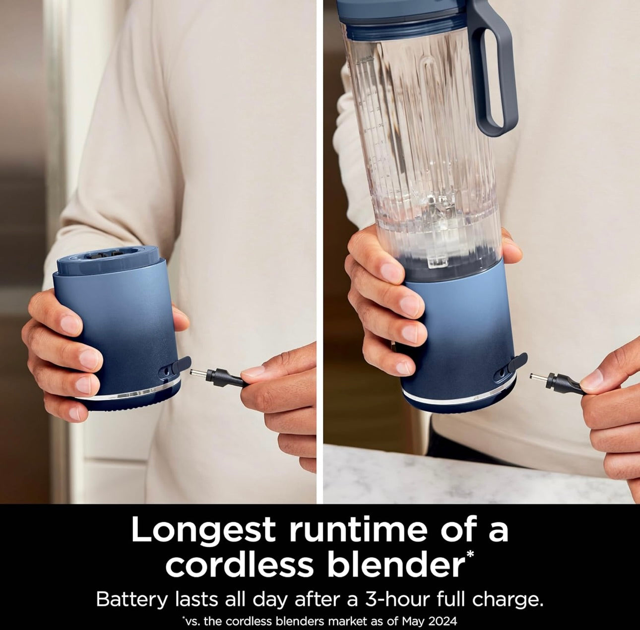 Ninja Blast Max, Portable Blender + Twist & Go, Personal Smoothie, Blend, Ice Crush, 3 Programs, Cordless, 22 oz - NAVY, BC251NV