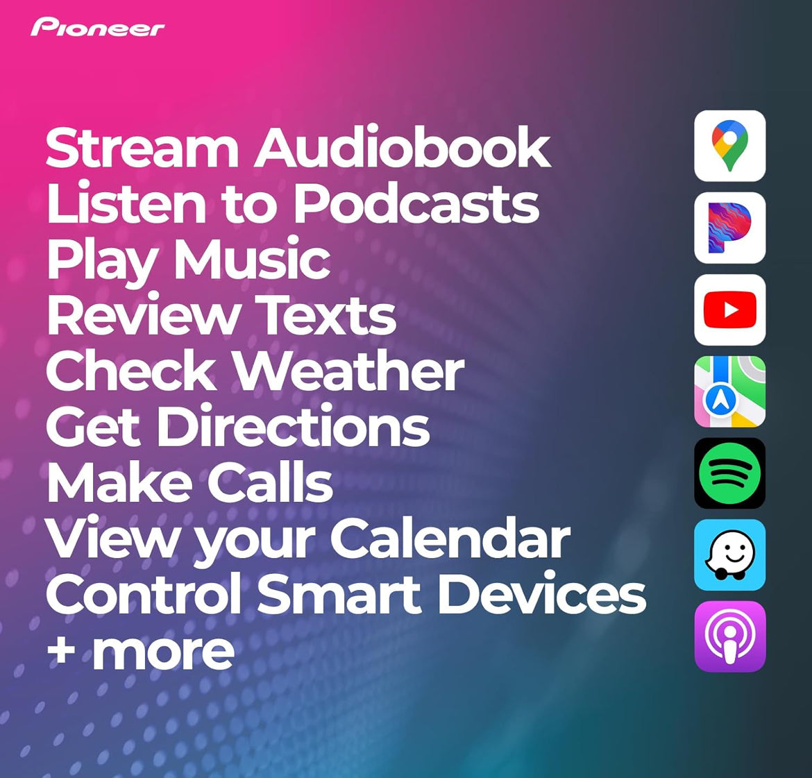 Pioneer 6.8" Capacitive Touchscreen Double Din Car StereoDigital Multimedia Receiver, Wireless Apple CarPlay & Android Auto, Bluetooth, Backup Camera, FLAC, Short Chassis, HD Radio