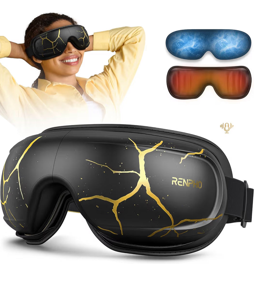Eye Massager with Heat and Cooling,Eyeris Kintsugi Voice Control Eye Sleep Mask - Eye Care Device for Relaxation