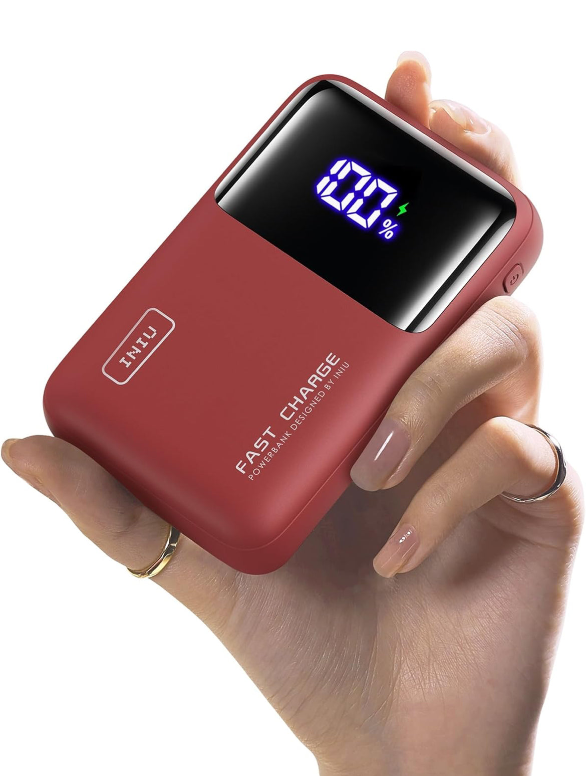 INIU Kragbank, 20000mAh 65W Ultra-Kompakte USB C Skootrekenaar- & Foon Draagbare Laaier, Vinnig Laai Vlug Cruiseskip Reis Essensiële Batterypak vir Kollegestudente Reisigers Tienerseuns Meisies, Rooi