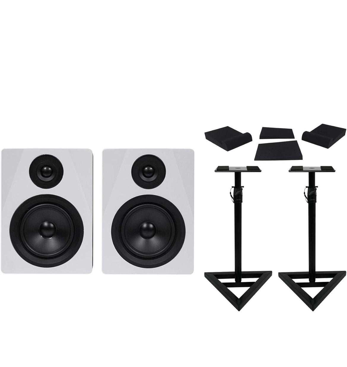 Rockville Pair APM5W 5.25" 2-Way 250W Powered USB Studio Monitors+Stands+Pads