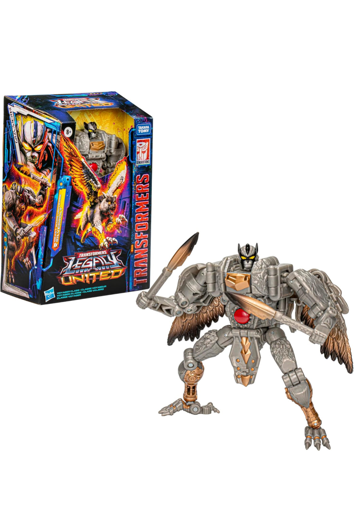 Transformers Legacy United Voyager Klas Beast Wars Universe Silverbolt, 18 cm Omskepbare Aksiefiguur, 8+ Jaar